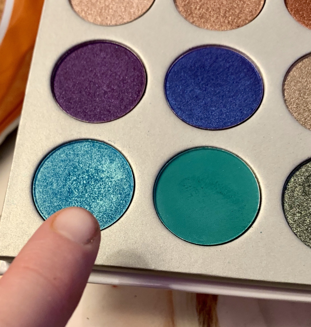 a close-up of an eyeshadow palette