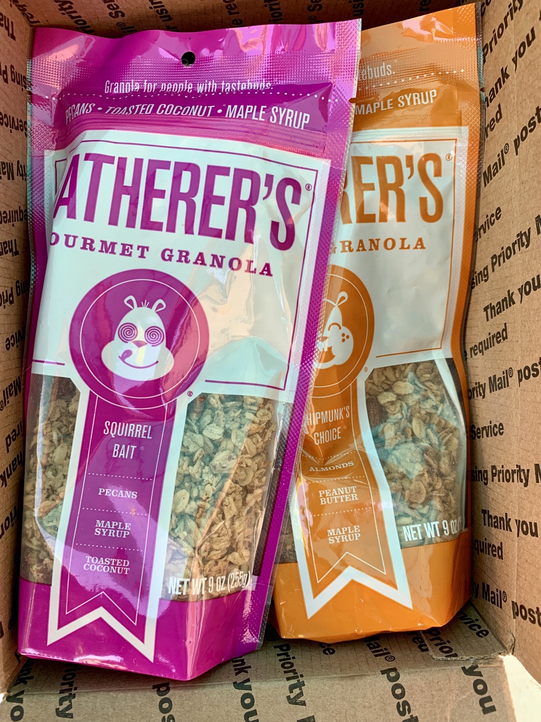 bags of granola in a box