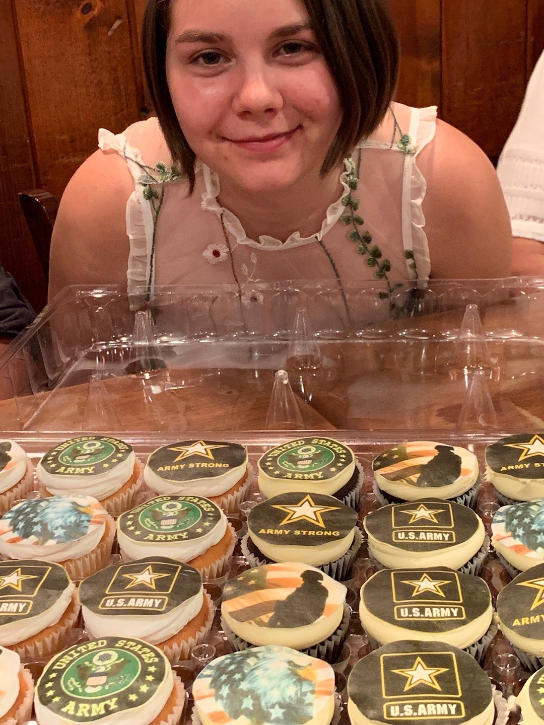 US Army cupcakes and young woman